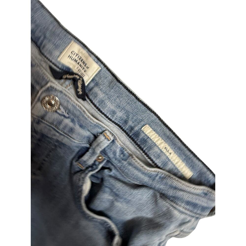 Citizens of Humanity Ella Crop Slim Fit Distressed Light Blue Denim Jean Size 29 - Picture 13 of 16